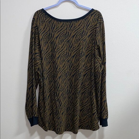 Nike Tee Long Sleeve 3X Gold Print Black Star Animal Print Cotton Oversized - Picture 6 of 15